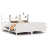 Lit bibliothèque sans matelas blanc 200x200 cm bois pin massif 