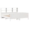 Lit bibliothèque sans matelas blanc 200x200 cm bois pin massif 