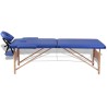 Table de massage pliable Bleu 2 zones avec cadre en bois 