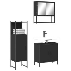 Ensemble de meubles salle de bain 3 pcs noir bois d'ingénierie 
