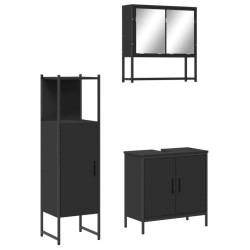 Ensemble de meubles salle de bain 3 pcs noir bois d'ingénierie 