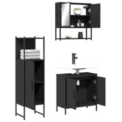 Ensemble de meubles salle de bain 3 pcs noir bois d'ingénierie 