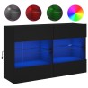 Meuble TV mural avec lumières LED noir 98,5x30x60,5 cm 