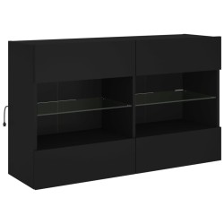 Meuble TV mural avec lumières LED noir 98,5x30x60,5 cm 