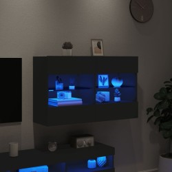 Meuble TV mural avec lumières LED noir 98,5x30x60,5 cm 