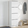 Armoire à chaussures 4 tiroirs rabattables blanc 60x42x204 cm 