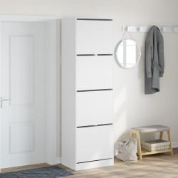 Armoire à chaussures 4 tiroirs rabattables blanc 60x42x204 cm 