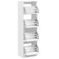Armoire à chaussures 4 tiroirs rabattables blanc 60x42x204 cm 