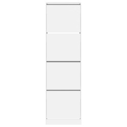Armoire à chaussures 4 tiroirs rabattables blanc 60x42x204 cm 