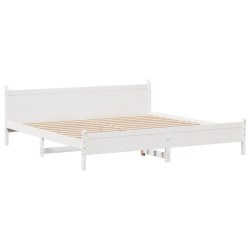 Cadre de lit sans matelas blanc 180x200 cm bois massif de pin 
