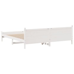 Cadre de lit sans matelas blanc 180x200 cm bois massif de pin 