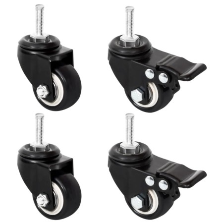 Roues pour jardinière 4 pcs noir 8x3,5x8 cm fer 