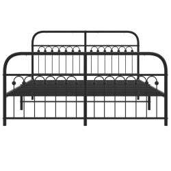 Cadre de lit métal sans matelas avec pied de lit noir 160x200cm 
