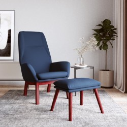 Chaise de relaxation avec repose-pied Bleu Tissu 