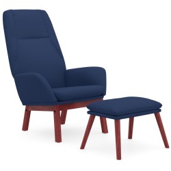 Chaise de relaxation avec repose-pied Bleu Tissu 