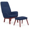Chaise de relaxation avec repose-pied Bleu Tissu 