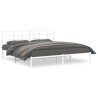 Cadre de lit métal sans matelas et tête de lit blanc 193x203 cm 