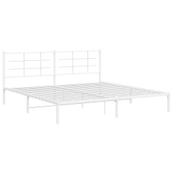 Cadre de lit métal sans matelas et tête de lit blanc 193x203 cm 