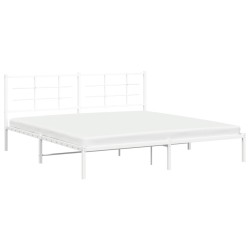 Cadre de lit métal sans matelas et tête de lit blanc 193x203 cm 