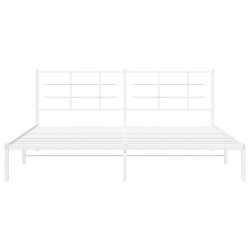 Cadre de lit métal sans matelas et tête de lit blanc 193x203 cm 