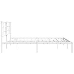 Cadre de lit métal sans matelas et tête de lit blanc 193x203 cm 