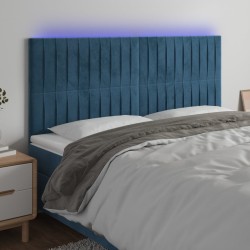 Tête de lit à LED Bleu foncé 160x5x118/128 cm Velours 