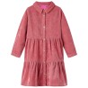 Robe enfants à manches longues velours côtelé rose ancien 140 