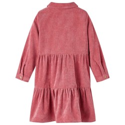 Robe enfants à manches longues velours côtelé rose ancien 140 