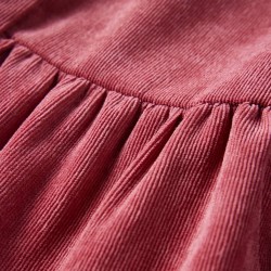 Robe enfants à manches longues velours côtelé rose ancien 140 
