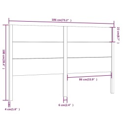 Tête de lit 186x4x100 cm Bois massif de pin 