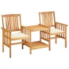 Chaises de jardin avec table à thé et coussins Acacia solide 