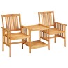 Chaises de jardin avec table à thé et coussins Acacia solide 