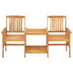 Chaises de jardin avec table à thé et coussins Acacia solide 
