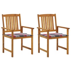 Chaises de jardin avec coussins lot de 2 Bois d'acacia massif 