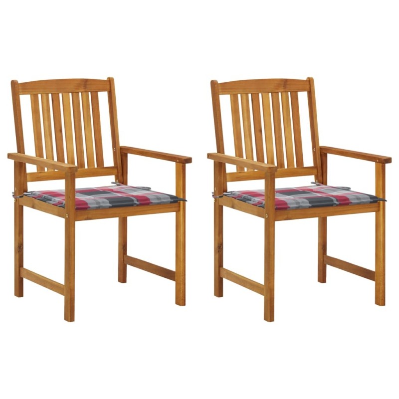 Chaises de jardin avec coussins lot de 2 Bois d'acacia massif Chaises de jardin avec coussins lot de 2 Bois d'acacia massif