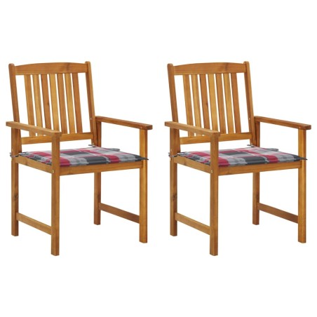 Chaises de jardin avec coussins lot de 2 Bois d'acacia massif 