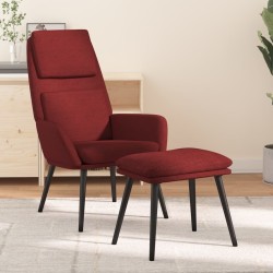 Chaise de relaxation avec tabouret Rouge bordeaux Tissu 