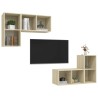 Meubles TV muraux 4 pcs Chêne sonoma Bois d'ingénierie 