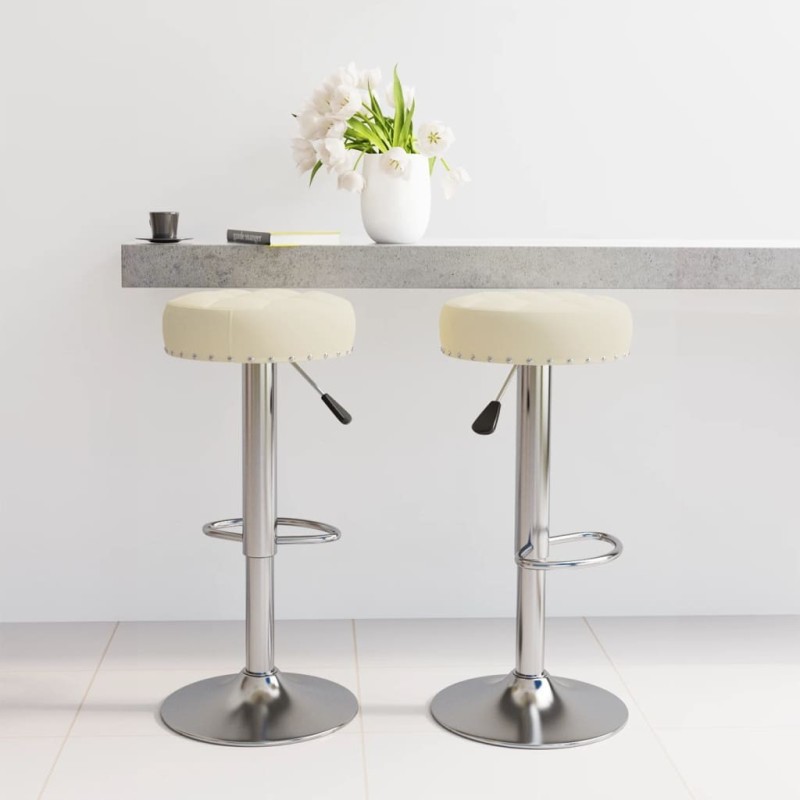 Tabourets de bar lot de 2 crème tissu Tabourets de bar lot de 2 crème tissu