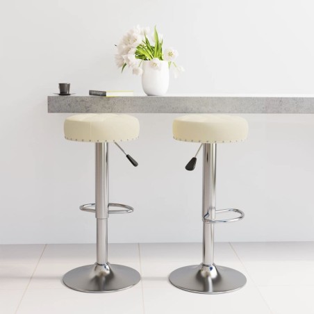Tabourets de bar lot de 2 crème tissu 