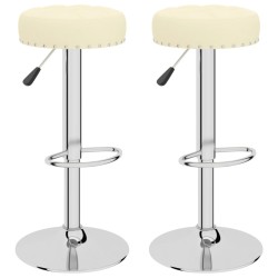 Tabourets de bar lot de 2 crème tissu 