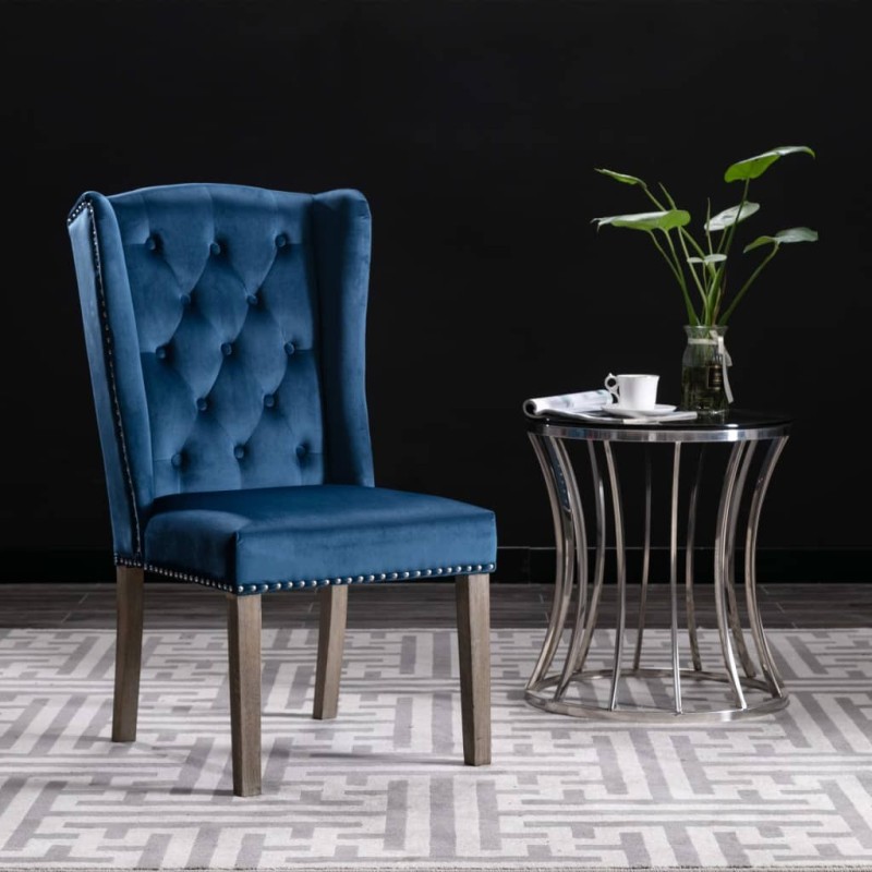 Chaise de salle à manger Bleu Velours Chaise de salle à manger Bleu Velours