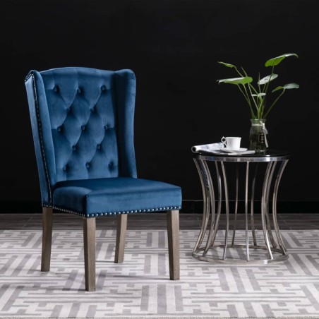 Chaise de salle à manger Bleu Velours 