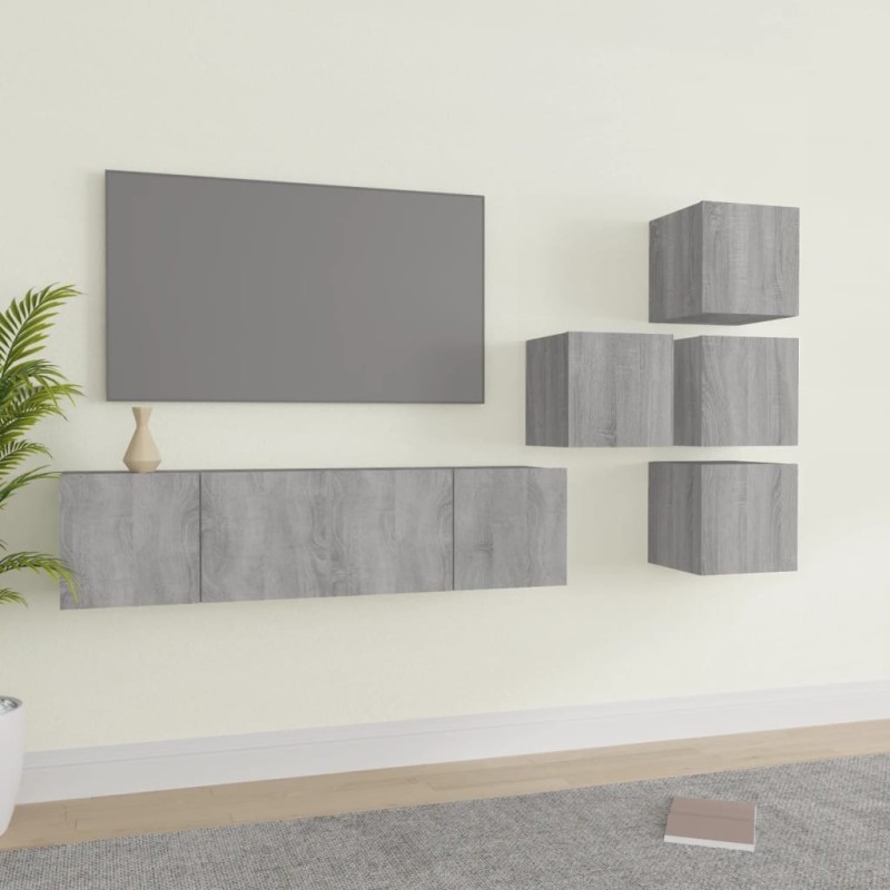 Ensemble de meubles TV 6 pcs Sonoma gris Bois d'ingénierie 