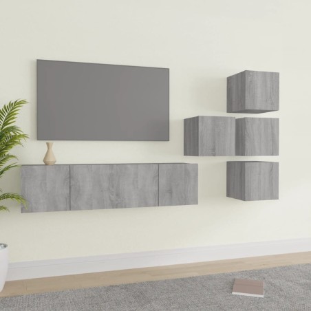 Ensemble de meubles TV 6 pcs Sonoma gris Bois d'ingénierie 