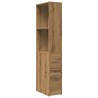 Armoire de salle de bain étroite avec roulettes chêne artisanal 