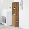 Armoire de salle de bain étroite avec roulettes chêne artisanal 