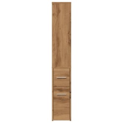 Armoire de salle de bain étroite avec roulettes chêne artisanal 