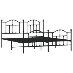 Cadre de lit métal sans matelas avec pied de lit noir 180x200cm 