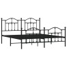 Cadre de lit métal sans matelas avec pied de lit noir 180x200cm 